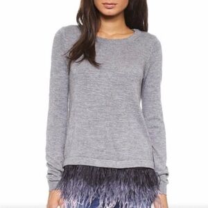 Milly Gray Feather Hem Sweater